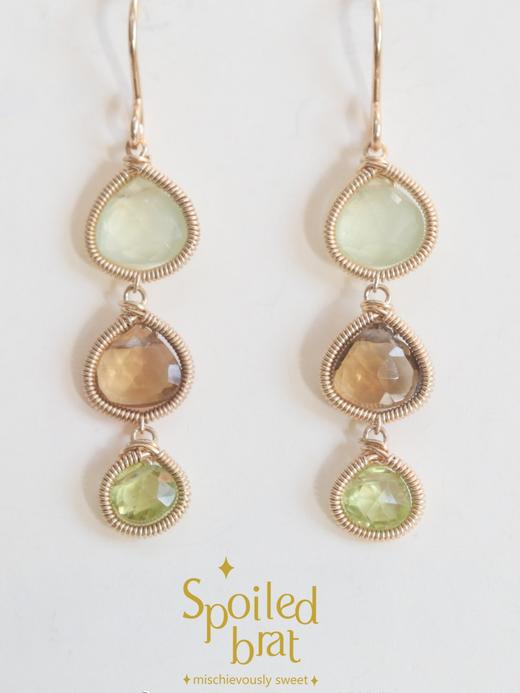 SpoiledBrat Jewelry三色宝石系列耳环 |葡萄晶/茶晶/橄榄石耳环 商品图2