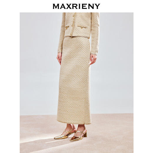 玛克门店发货：MAXRIENY轻奢小香风鎏金半裙(货号:MC85SK805) 商品图2