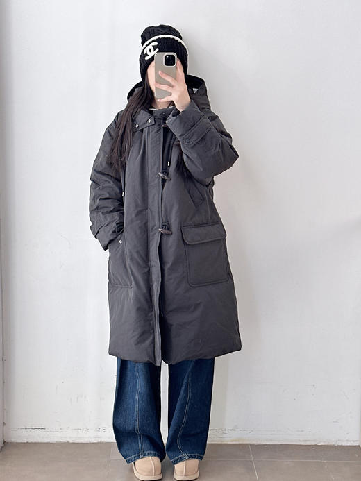 新款牛角扣鹅绒长款加厚羽绒服 商品图5