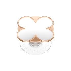 【色彩力场】玫瑰金幸运草 POPGRIP泡泡骚手机粘贴式气囊支架 Enamel金属珐琅系列 白色 异形