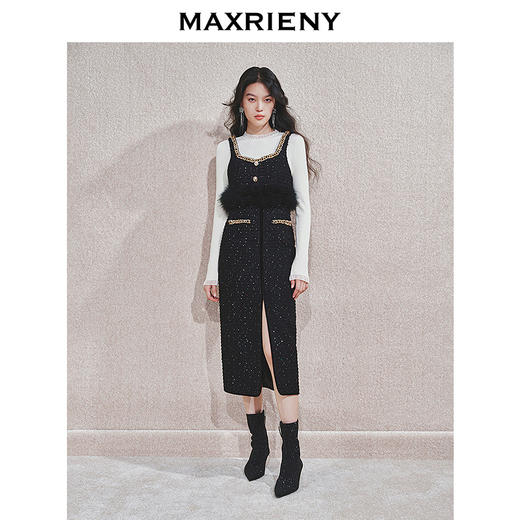 玛克门店发货：MAXRIENY黑金小香无袖上衣修身气质高级感(货号:MC85TP760) 商品图1