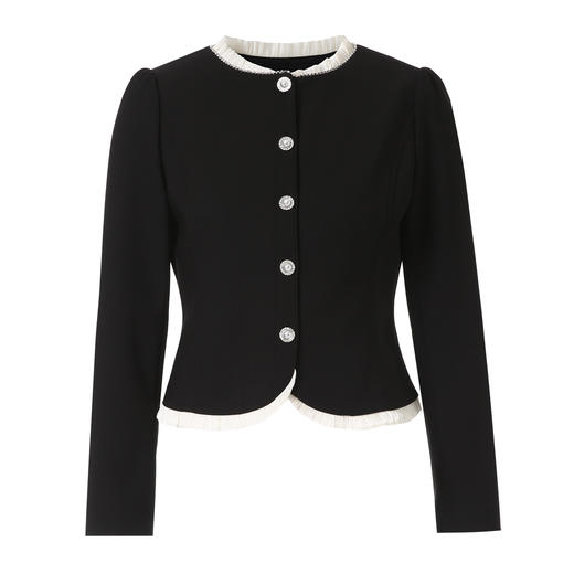 EITIE爱特爱撞色花边领短款修身珍珠扣优雅小香风外套A2603111 商品图5