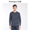 Threegun三枪 【丝柔弹力棉】条纹圆领男士长袖上衣打底衫-23191A011 商品缩略图1