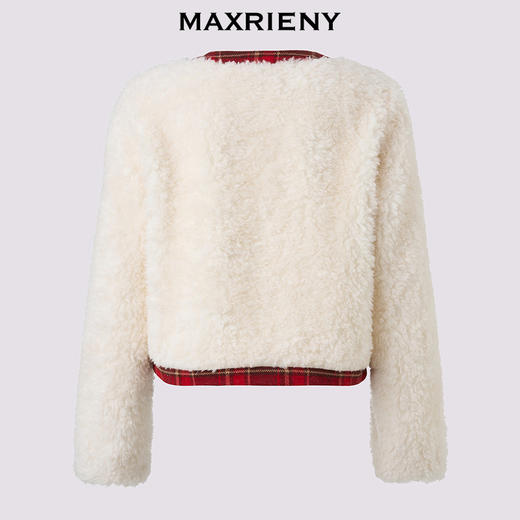 MAXRIENY【商场同款-节庆穿搭新年红】羊羔绒肌理小香外套女24冬(货号:MC85JA598) 商品图4