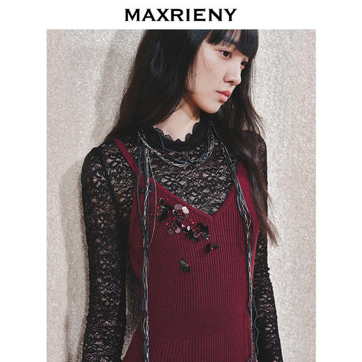 玛克门店发货：MAXRIENY安哥拉红针织吊带连衣裙(货号:MC85DR805) 商品图2