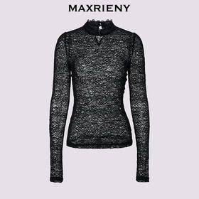 MAXRIENY【商场同款-节庆穿搭】MAXRIENY法式复古高透蕾丝打底(货号:MC85TP788)
