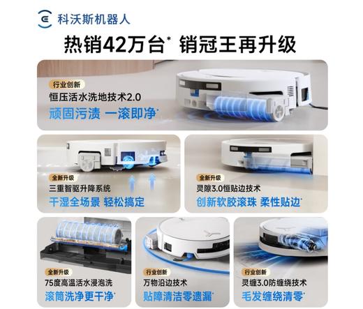 科沃斯-T80s（白）服务洗地机扫拖一体自动清洗全自动上下水洗拖吸一体滚筒 商品图2