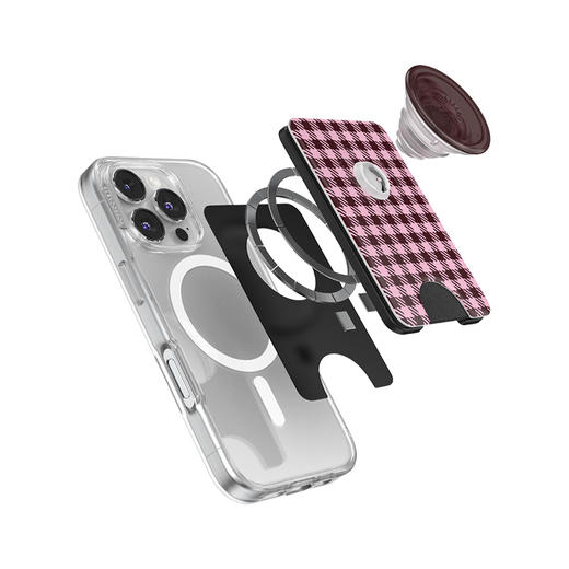 【色彩力场】黑樱桃菱格纹·MagSafe卡包 WALLET卡包 Wallet of Magsafe磁吸卡包系列 粉色 格纹 商品图2