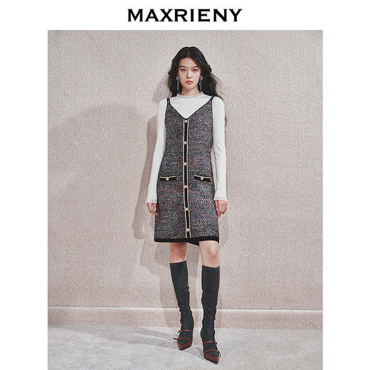 玛克门店发货：MAXRIENY优雅极光小香连衣裙(货号:MC85DR791) 商品图1