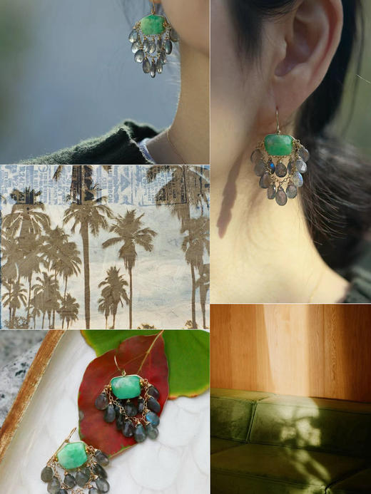 SpoiledBrat Jewelry Chandelier系列 | 澳洲玉斜长石吊灯耳环 商品图10