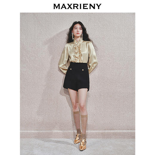 MAXRIENY【商场同款-节庆穿搭】MAXRIENY精致宫廷复古感直筒短裤女(货号:MC85PA757) 商品图1