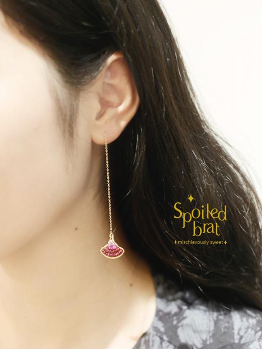spoiled brat jewelry银杏叶系列 | 渐变红宝石耳线 商品图3