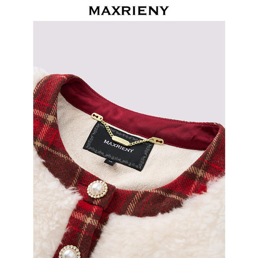 MAXRIENY【商场同款-节庆穿搭新年红】羊羔绒肌理小香外套女24冬(货号:MC85JA598) 商品图1