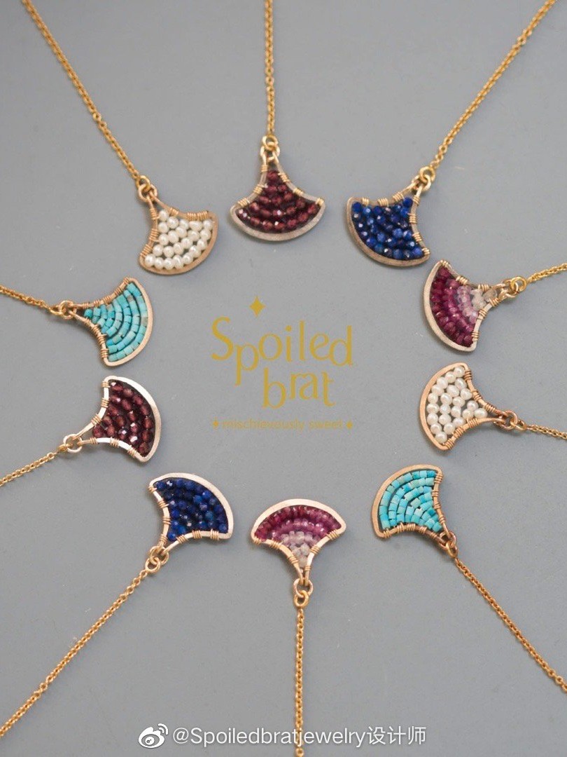 SpoiledBrat Jewelry银杏叶系列 | 石榴石/绿松石/珍珠/绿玉髓耳线