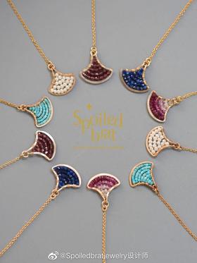 SpoiledBrat Jewelry银杏叶系列 | 石榴石/绿松石/珍珠/绿玉髓耳线