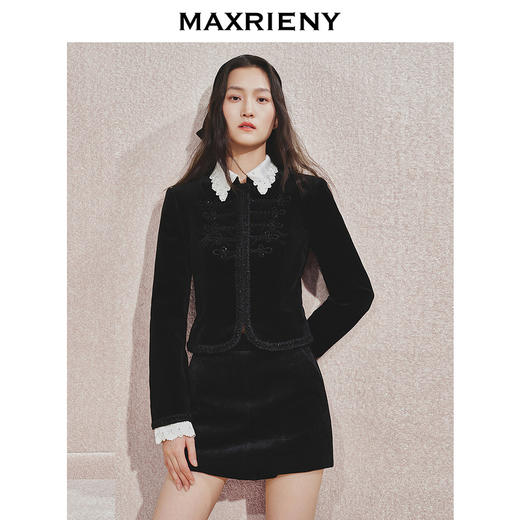 【宫廷巴洛克-商场同款】MAXRIENY精致复古感丝绒半裙(货号:MC85PA502) 商品图2