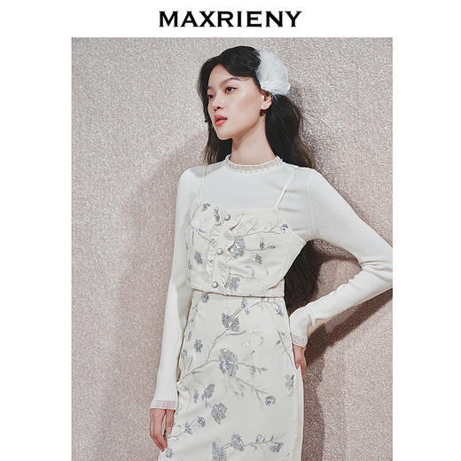玛克门店发货：MAXRIENY重工亮片丝绒绣花吊带上衣修身显瘦(货号:MC85TP771) 商品图2