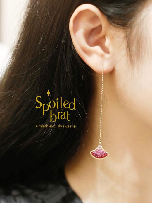 spoiled brat jewelry银杏叶系列 | 渐变红宝石耳线 商品图1