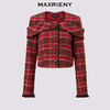 MAXRIENY【商场同款-节庆穿搭新年红】复古优雅感红格纹外套女(货号:MC85JA779) 商品缩略图4