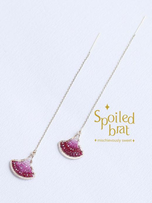 spoiled brat jewelry银杏叶系列 | 渐变红宝石耳线 商品图2