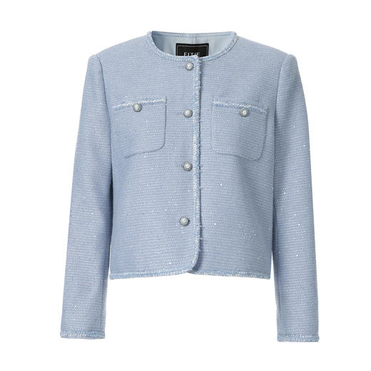 EITIE爱特爱小香风精致亮片花纱珍珠扣短款小香风外套A2603105 商品图11