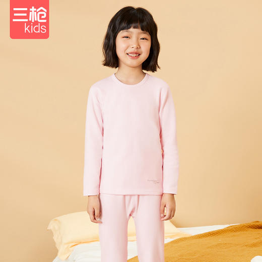 Threegun三枪 【新疆棉】加厚磨毛绒女童圆领儿童保暖内衣套装-29290D911 商品图2