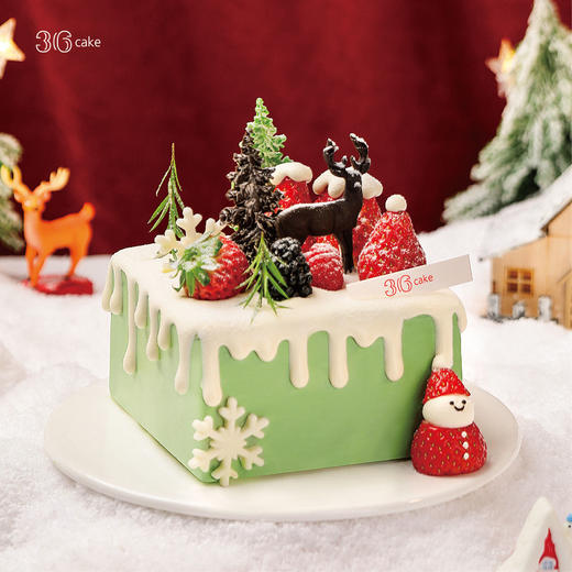 【圣诞季】圣诞森林奇遇·抹茶鲜果多多奶油蛋糕，可选6英寸/8英寸 商品图0