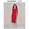 玛克门店发货：【商场同款-新年红系列】MAXRIENY优雅复古感连衣裙针织红色裙子(货号:MS85DR759) 商品缩略图1