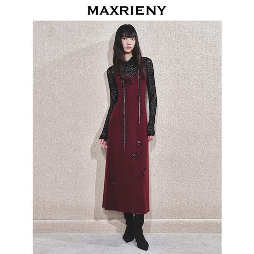 MAXRIENY【商场同款-节庆穿搭】MAXRIENY法式复古高透蕾丝打底(货号:MC85TP788) 商品图2