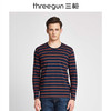 Threegun三枪 【丝柔弹力棉】条纹圆领男士长袖上衣打底衫-23191A011 商品缩略图0