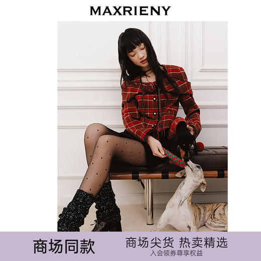 MAXRIENY【商场同款-节庆穿搭新年红】复古优雅感红格纹外套女(货号:MC85JA779) 商品图0
