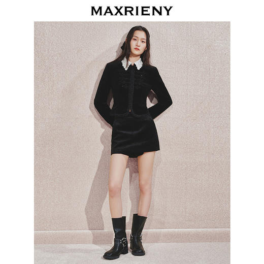 【宫廷巴洛克-商场同款】MAXRIENY精致复古感丝绒半裙(货号:MC85PA502) 商品图1