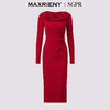 玛克门店发货：【商场同款-新年红系列】MAXRIENY优雅复古感连衣裙针织红色裙子(货号:MS85DR759) 商品缩略图4