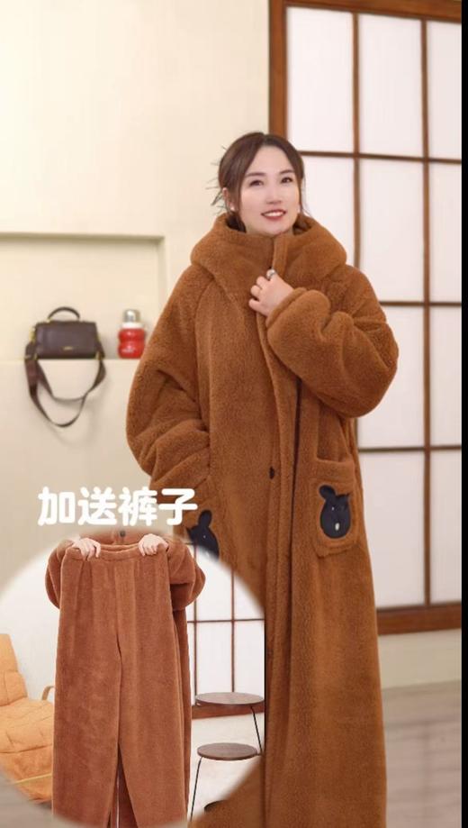 像被子一样厚的睡袍！！（赠送同款裤子）巨厚比羽绒服暖！长袍睡衣-喜出 商品图1