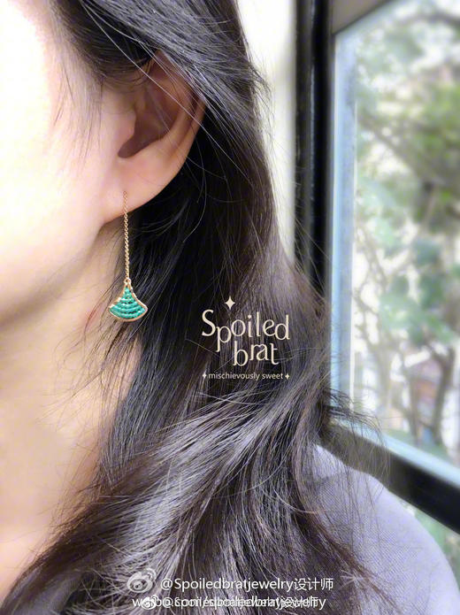 SpoiledBrat Jewelry银杏叶系列 | 石榴石/绿松石/珍珠/绿玉髓耳线 商品图5