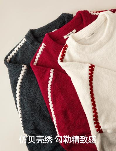 有棵树情侣半边绒睡衣2025秋冬新款本命年红色家居服套装睡衣女款 商品图4