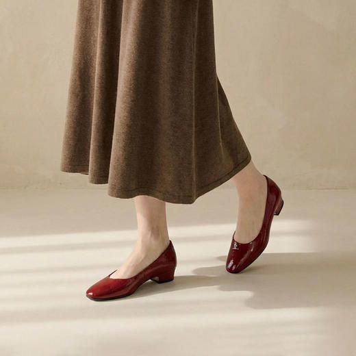 Westory2026年春季方圆头低跟牛油皮奶奶鞋百搭通勤浅口鞋W26AE50371 商品图4