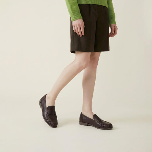 Westory2026年春季超软牛皮老钱风低跟极简四季乐福鞋休闲百搭深口单鞋W26AM50171 商品图7