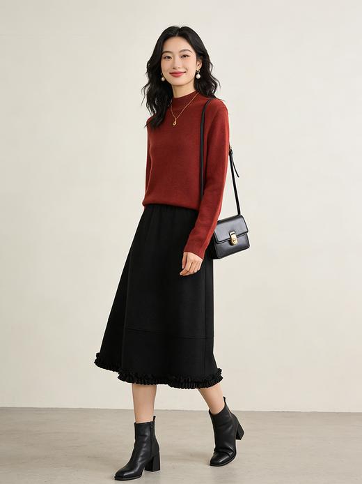 臣禾	【自在毛衫-半高领】侧边坑条100%绵羊毛针织衫	JZ254090475 商品图5