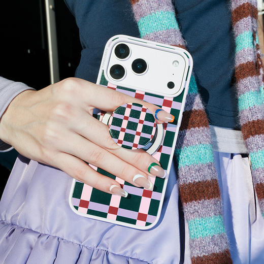 【色彩力场】摩登松叶绿格纹 POPCASE手机壳 MagSafe Popcase磁吸款 撞色 条纹 格纹 iPhone17/16/15/14/13 商品图1
