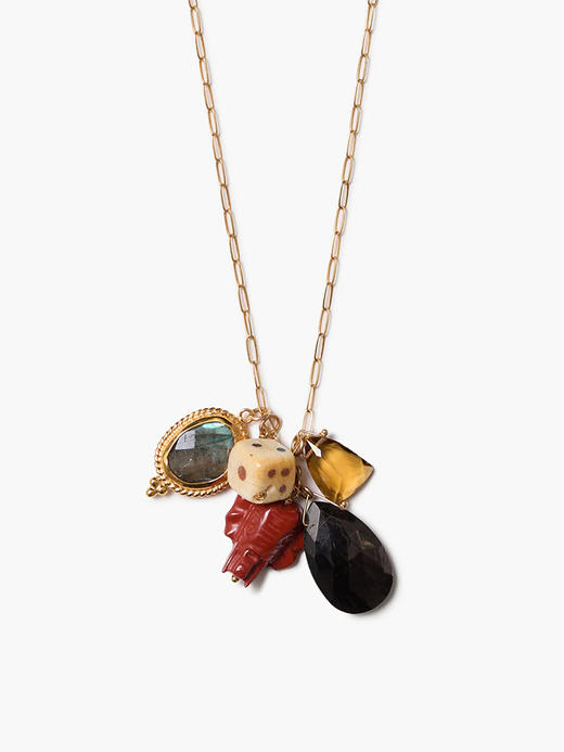 订购12周到｜Chan Luu-ELEPHANT-大象 红碧玉 拉长石 紫苏辉石 威士忌石英 骨头 项链［美国设计师］ 商品图1