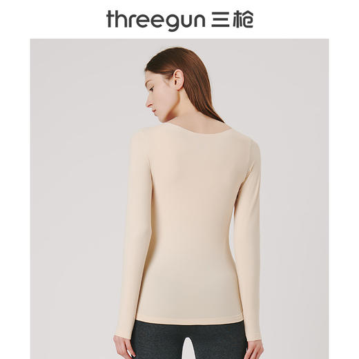 Threegun三枪 圆领女士美体修身长袖上衣打底衫-23330A921 商品图8