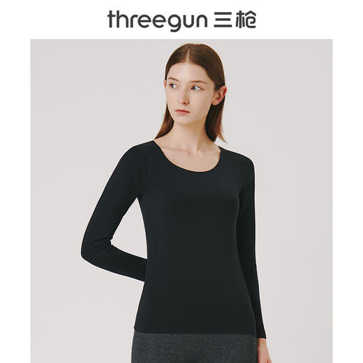 Threegun三枪 圆领女士美体修身长袖上衣打底衫-23330A921 商品图11