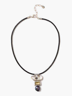 订购6周到｜Chan Luu-OASIS-柠檬黄水晶 琵琶珍珠 皮革 吊坠 项链［美国设计师］