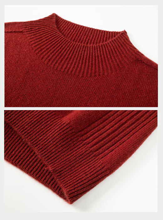 臣禾	【自在毛衫-半高领】侧边坑条100%绵羊毛针织衫	JZ254090475 商品图9