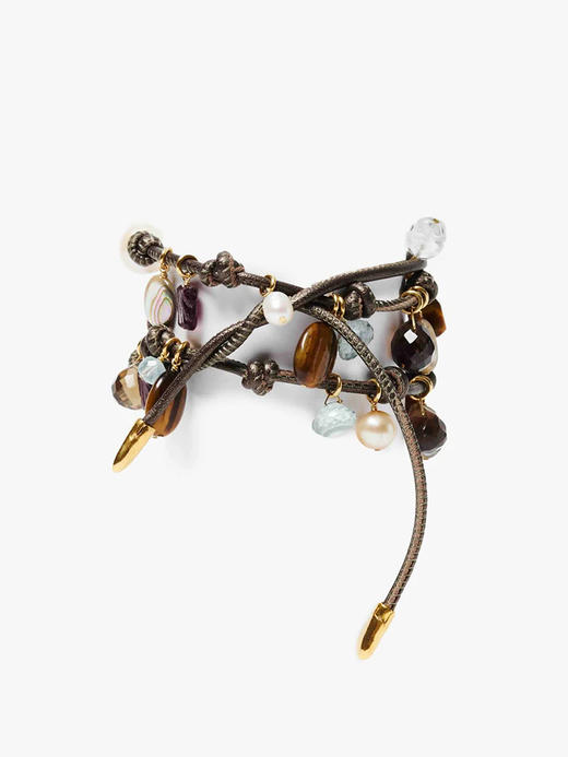 订购6周到｜Chan Luu-LEA-淡水珍珠 鲍贝 虎眼石 石榴石 海蓝宝石 烟晶 皮革 手链［美国设计师］ 商品图1