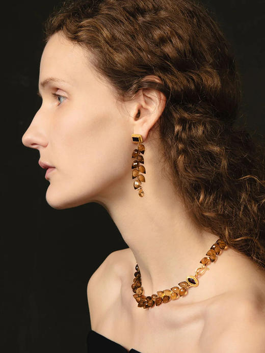 订购6周到｜Chan Luu-ANGIE-威士忌石英 石榴石 黄水晶 耳环［美国设计师］ 商品图1