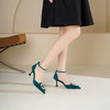 Westory2026年春季尖头中跟羊京孔雀蓝配花型方扣中空单鞋晚宴鞋W26AH50141 商品缩略图2