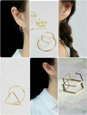 spoiledbrat jewelry几何系列 | 圆 三角形 六边形立体双层耳钉