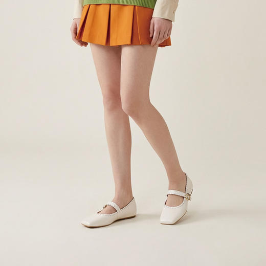 Westory2026年春季超软小皱牛漆皮平底方头玛丽珍浅口单鞋W26AE50321 商品图2